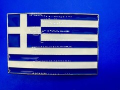 Greece Country in the Balkans Flag White Blue Enameled Patriotic Belt Buckle
