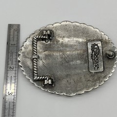 Nocona Western Belt Buckle Cowboy Man at Cross Praying Silver 37374
