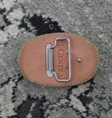 El General Leather Mexico Green Leather Belt Buckle 3 1/2&Prime; X 2 1/2&Prime;