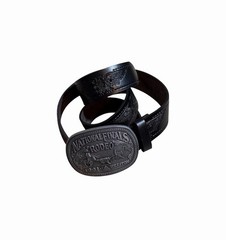 National Finals Rodeo Western Leather Belt with Silver Buckle