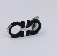Ferragamo Black W Silver Belt Buckle Men&rsquo;s for 34-35mm leather strap