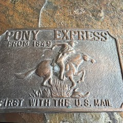 PONY EXPRESS vintage belt buckle Horse US Mail delivery 1849 cowboy