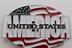 Men Women Silver Metal Buckle Fashion United States Of America Flag USA 4th July