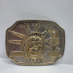 Vintage 100 Years of Liberty 1986 Gold Tone Metal Belt Buckle. Great Condition