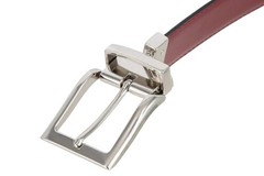 Men&rsquo;s Belt Genuine Leather Reversible Rotated 34, Silver Buckle-burg/Blk