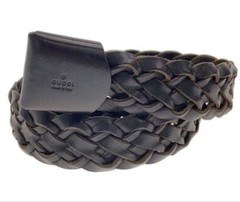 GUCCI Pre-Owned Braided Leather Belt Black
