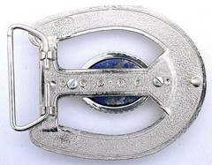 Natural Afghanistan Lapis Oval 30×22 Cab Horseshoe Western Belt Buckle EPBB175