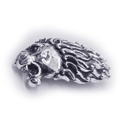 Lion Angry Head Curly Designed Hair Sterling Silver Belt Buckle