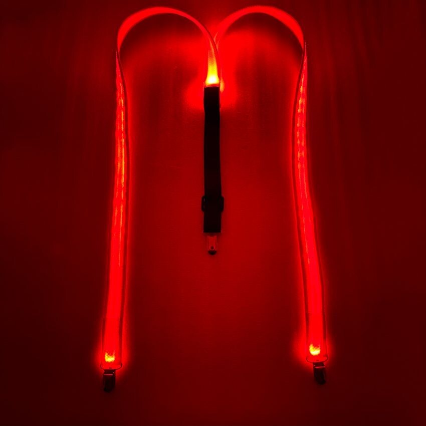 Red LED Light Up Adult Suspenders Party Accessories Adjustable