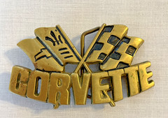 Chevy CORVETTE Belt Buckle 3-3/4×2-1/8&Prime; Solid Brass 4511 Baron 1981 Taiwan
