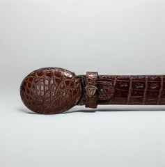 Men’s Brown Caiman Original Exotic Leather Cowboy Belt 1.5&Prime; Oval Buckle