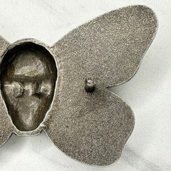Skull Butterfly Belt Buckle Silver Tone Gothic Punk Statement