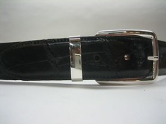 Sterling silver 925 buckle w/1-3/8&Prime; Genuine Alligator belt sizes 30 to 44&Prime; U.S.A
