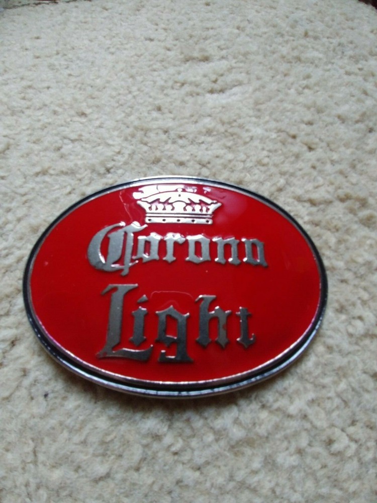 Collectible Beer Belt Buckle Red Enamel-Corona Light -Belt Buckle Bottle opener