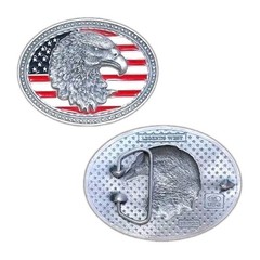 Vintage Bald Eagle Head Mens Belt Buckle American Flag Legends West EJC 2002 USA