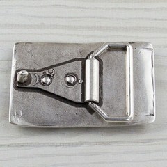 Textured Rectangular Belt Buckle in Antique Silver with Distinctive Finish