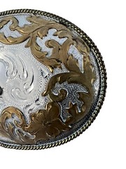 Horse Cowboy large belt buckle Alpaca Mexico 4.5&Prime; x 3.25&Prime; Rodeo Country