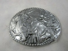 Vintage ADM Zee Series Cowboy Long Horn Steer Design Metal Belt Buckle