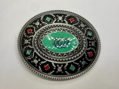 Southwestern Tribal Pattern Blue Red Enamel Colored Belt Buckle in New Condition