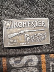 Vintage Winchester Repeating Arms Belt Buckle New Haven CT Pewter Tone USA