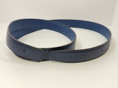 Authentic HERMES H Logo Reversible Belt Strap Blue Gold Tone Buckle Kit 85