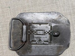 vintage BROKE-IN belt buckle DISTRESSED farmer TRACTOR rustic PATINA brutalist