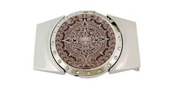 Removable Lighter & Belt Buckle Combo Azteca Calander Silver Metal New Western