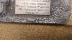 Vintage 1992 belt buckle JOHN DEERE Two Millionth TRACTOR lawn mower Pewter