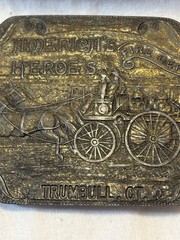 VTG Trumbull Ct. America&rsquo;s Heroes Fire Department Brass Belt Buckle Turtle