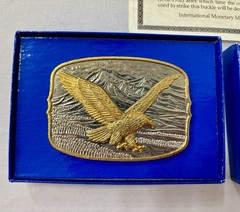 American Eagle Belt Buckle Layer 24K Gold by International Monetary Mint New COA