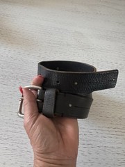 Calvin Klein Black Genuine Leather Silver Buckle Belt Size Large unisex