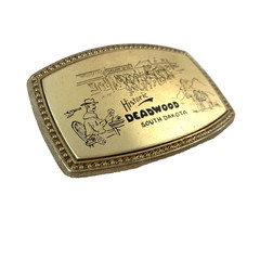 Vintage Historic Deadwood South Dakota 681 Beaded Edge Metal Belt Buckle