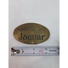 Vintage Jaguar Solid Brass Belt Buckle Oval Leaping Cat Logo Automotive 0917