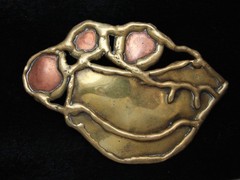 QK11163 *NOS* REALLY COOL **ABSTRACT ARTWORK** SOLID BRASS BELT BUCKLE