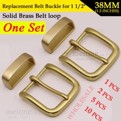 Mens solid brass belt buckle keeper replacement 1.5&Prime; 38mm belt loop set Lot