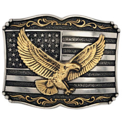 Montana Silversmiths Men&rsquo;s Soaring Liberty Black & Gold Buckle A952