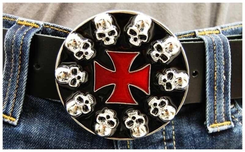 Belt Buckle – Skull & Cross Iron Cross Buckle Biker