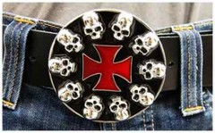 Belt Buckle – Skull & Cross Iron Cross Buckle Biker