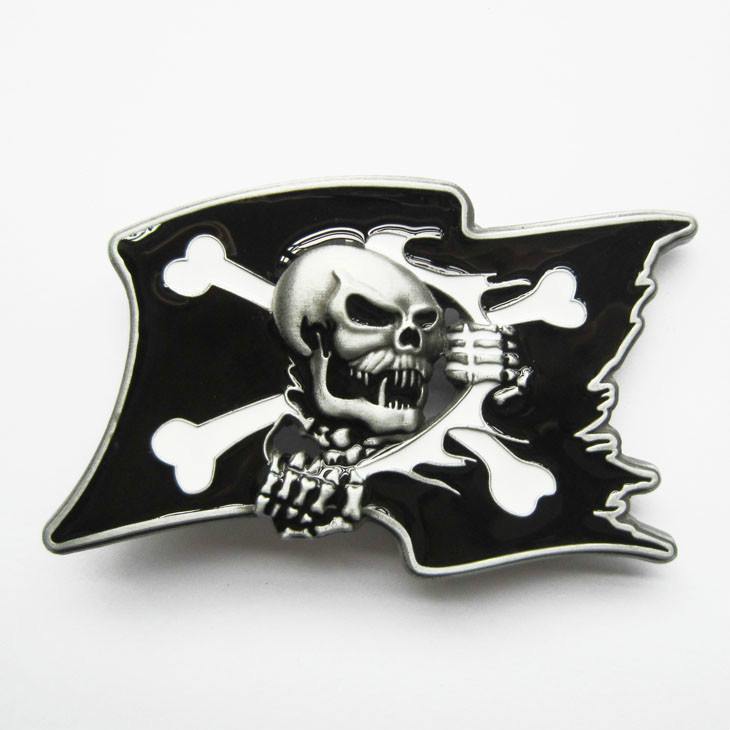 NEW PIRATE FLAG SKULL BOAT CROSSBONES 3-D BELT BUCKLE