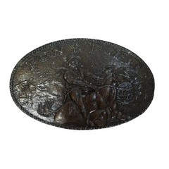 Pony Post Rider Belt Buckle Bronze Tone Mens Western Cowboy Pony Express Rustic