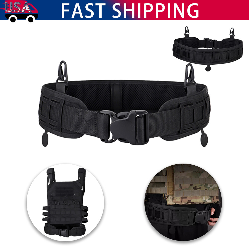 Men Tactical Molle Padded Patrol Belt Adjustable Waist Belts Hunting Combat Gear
