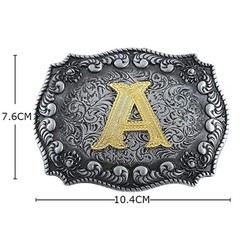 Zinc Alloy Letter Belt Buckle With 26 Letters Western Denim Pattern Belt Buckle