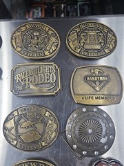 Vintage LOT OF 20 belt buckles WESTERN Chrome BRASS metal Some New Some Old LotA