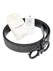 Salvatore Ferragamo Men&rsquo;s Double Gancini 717807 Black/Grey Size 105 MSRP $695