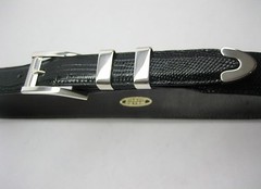 Sterling silver buckle 2 loops and tip set 41 g w/Genuine Lizard-1-1/4 to 1&Prime;belt
