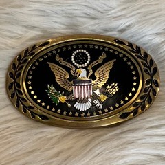 Heritage Buckles Solid Brass Great Seal US Eagle Belt Buckle Patriotic Enamel