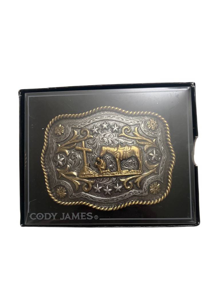 Cody James Men&rsquo;s Christian Cowboy Rectangle Belt Buckle