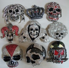 Men&rsquo;s Fashion Silver & Gold Finish Skull Pirate Hip Hop Party Buckle