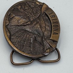 Vintage Arizona Grand Canyon Belt Buckle 3D Relief Western Brass Tone Oval