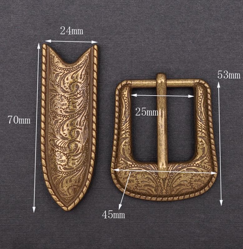 Vintage Copper Western Flower Engraved Cowboy Belt Pin buckle For 1&Prime; Belt Strap
